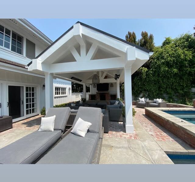 Covered patio and pool-side lighting